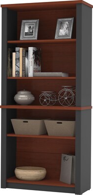 Bestar Prestige+ 5-Shelf Bookcase, Bordeaux Cherry/Graphite