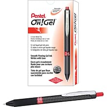 Pentel Oh! Gel™ Retractable Gel Pens, Medium Point, Red Ink, Dozen (K497-B)