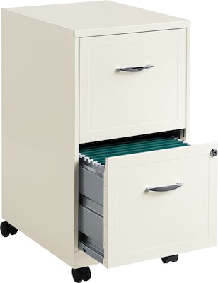 2-Drawer Mobile Pedestal File Cabinet, Letter-Size, Pearl White, 18 Deep (19156)