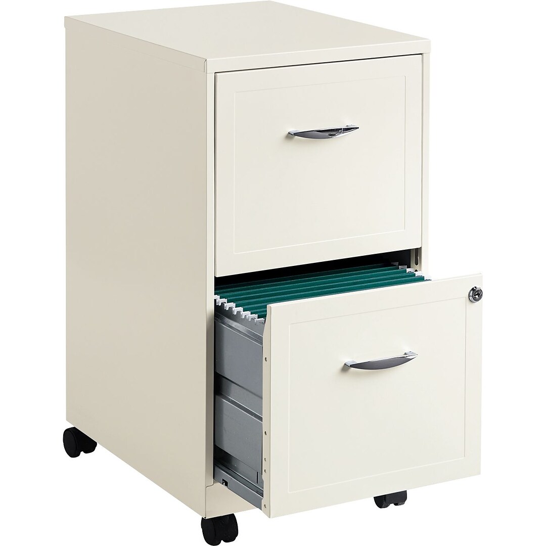Space Solutions 2 Drawer Mobile File Cabinet With Wheels Letter Width Pearl White 18 Deep 19156 Quill Com