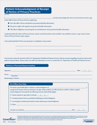 ComplyRight™ Patient Acknowledgment of Receipt of Privacy Practices Notice