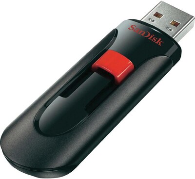 SanDisk Cruzer Glide 64GB USB 2.0 Type A Flash Drive, Black/Red (SDCZ60-064G-A46)