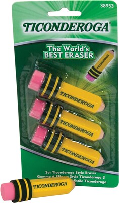 Dixon Ticonderoga® Pencil Shaped Erasers, 3/Pack