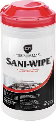 Nice Pak ® Sani-Wipe ® Cloth Surface Sanitizing Wipe, 100 Wipes/Tub