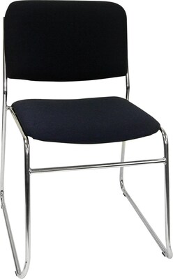 MLP Sled-Base Stacking Chairs; 1-1/2 Thick Padding, without Arms, Navy, Chrome Frame