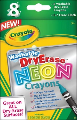 Crayola® Neon Washable Dry-Erase Crayons, 8/Pack