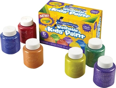 Crayola Washable Paint, 6 Assorted Classic Colors, 2 oz Bottle, 6