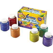 Crayola 6-color Glitter Washable Kids Paint, Assorted Colors, 2 oz., 6/Set (54-2400)