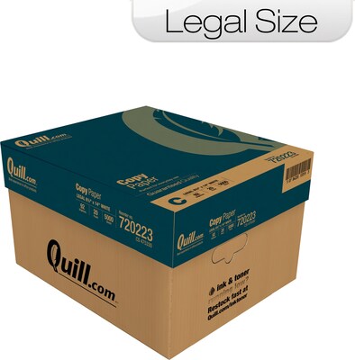 Quill Brand® 8.5" x 14" Copy Paper, 20 lbs., 92 Brightness, 500 Sheets/Ream, 10 Reams/Carton (720223)