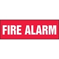 Accuform Signs Safety Label, FIRE ALARM, 4 x 12, Adhesive Dura-Vinyl, White on Red