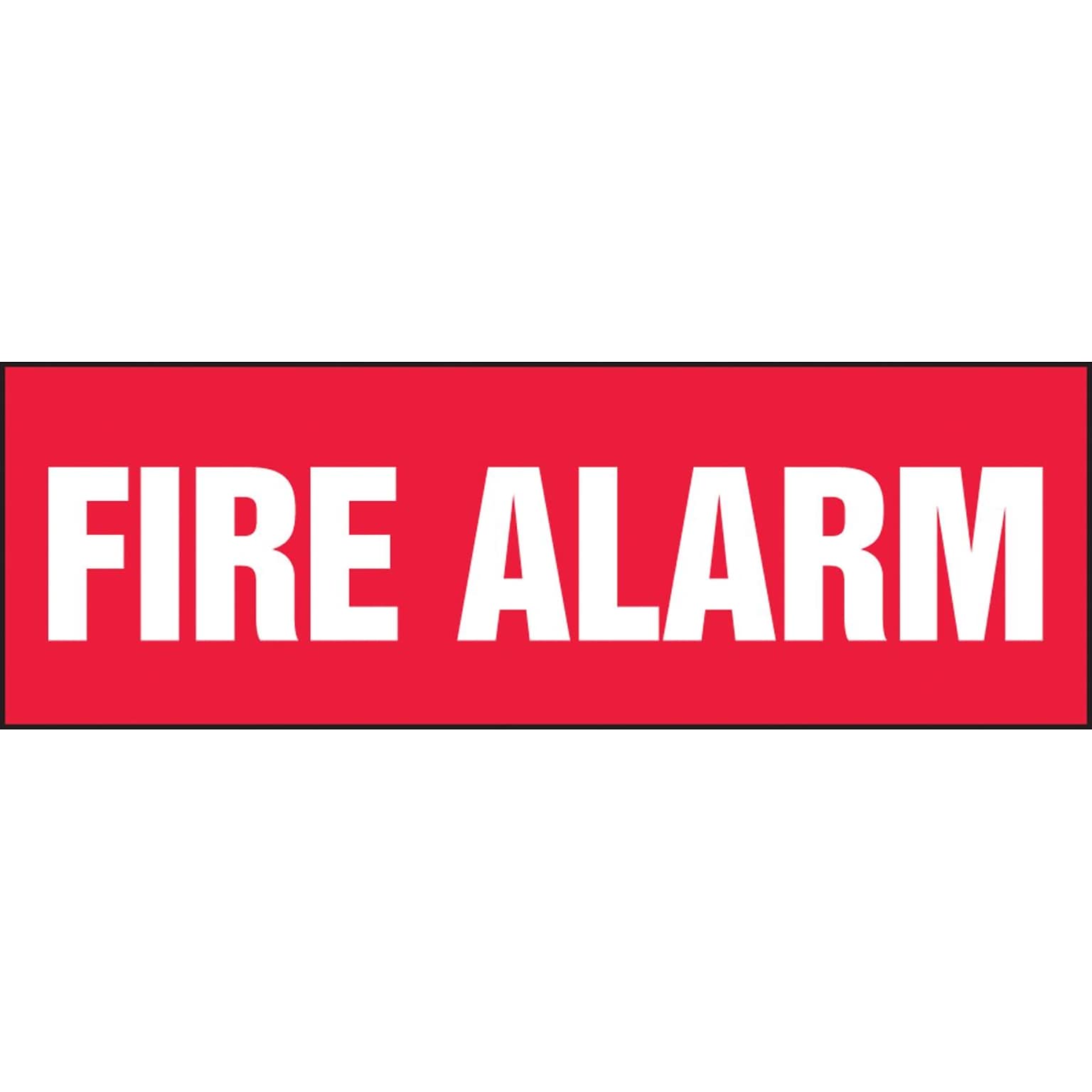 Accuform Signs Safety Label, FIRE ALARM, 4 x 12, Adhesive Dura-Vinyl, White on Red
