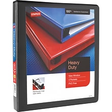 Staples® Heavy Duty 1 3 Ring View Binder with D-Rings, Black, 12/Pack (24664CT)