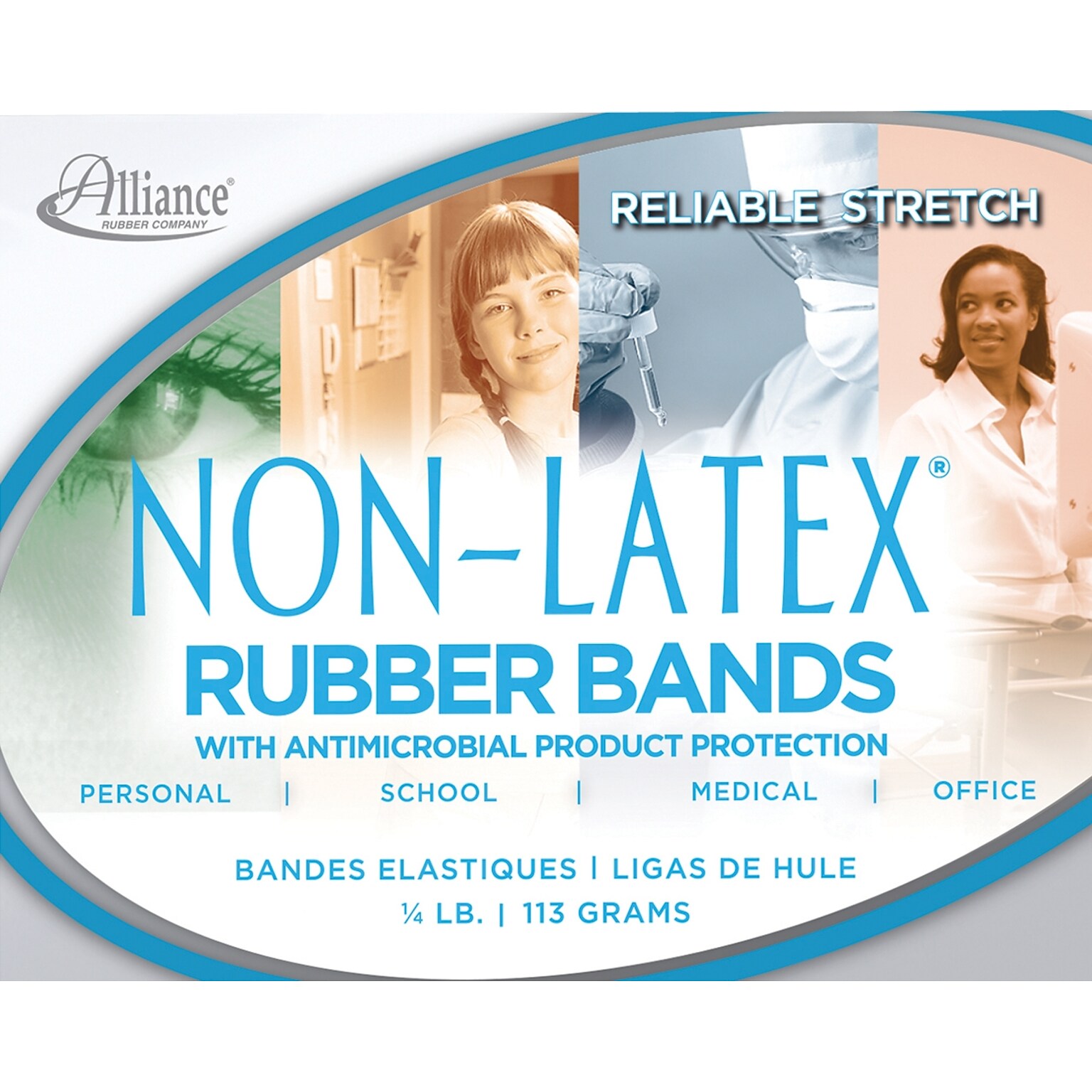 Alliance Rubber Multi-Purpose #33 Rubber Bands, 3.5 x 0.125, Non-Latex, Cyan Blue, 180/Pack (42339)