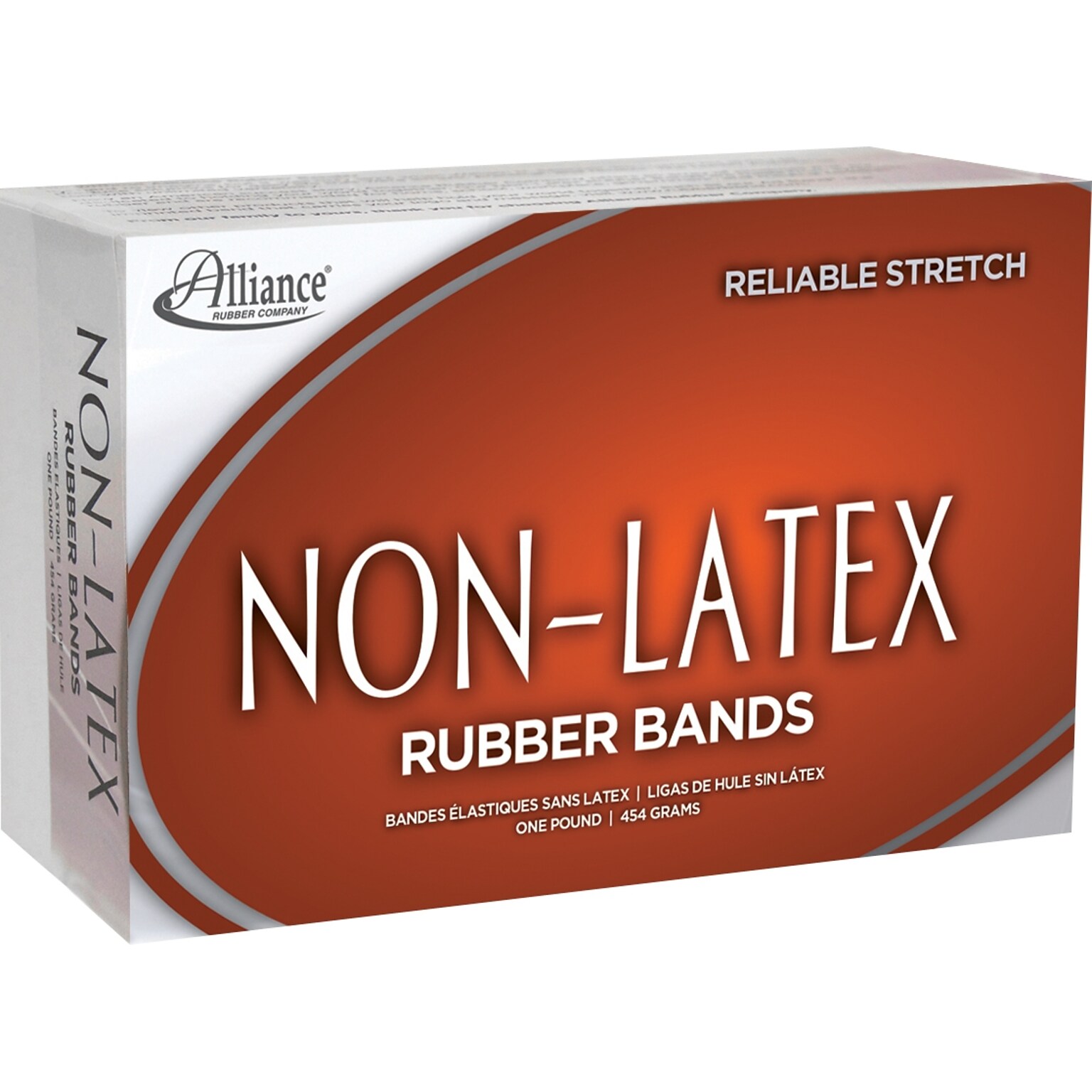 Alliance Rubber Company Non-Latex Assorted Size Rubber Bands, Non-Latex, Orange, 1 lb. Box (37546)