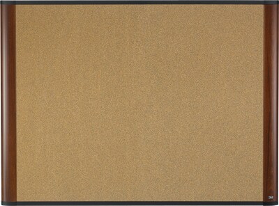 3M™ Widescreen Cork Board, Mahogany Frame, 36 x 24