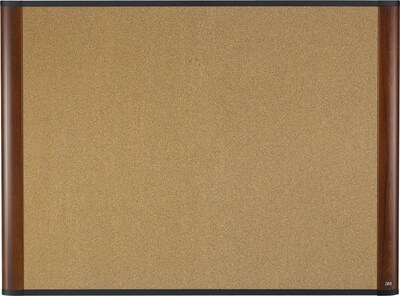 3M 36x24 Mahogany Widescreen Cork Board