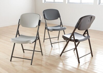 Iceberg Rough 'N Ready Folding Chairs, Plastic, Charcoal, Seat: 18 3/4"W x 21 1/2"D, Back: 18 3/4"W x 20 1/4"H