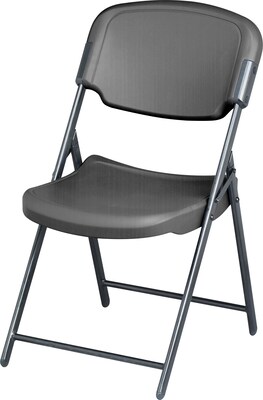 Iceberg Rough 'N Ready Folding Chairs, Plastic, Charcoal, Seat: 18 3/4"W x 21 1/2"D, Back: 18 3/4"W x 20 1/4"H