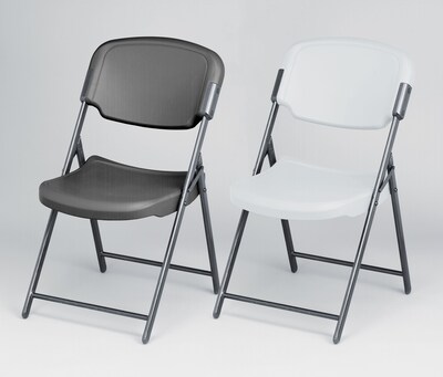 Iceberg Rough 'N Ready Folding Chairs, Plastic, Charcoal, Seat: 18 3/4"W x 21 1/2"D, Back: 18 3/4"W x 20 1/4"H