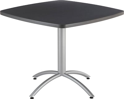 Iceberg CafeWorks 36 Square Cafe Table, Graphite/Silver, 30H x 36W x 36D