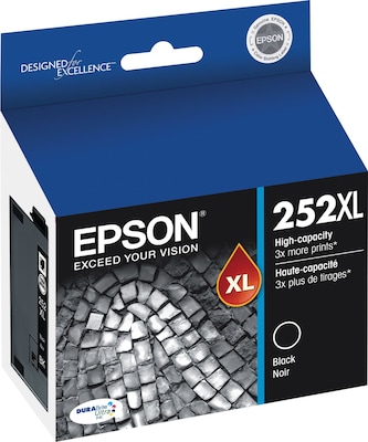 Epson T252 Black/Cyan/Magenta/Yellow High Yield Ink Cartridge, 4/Pack