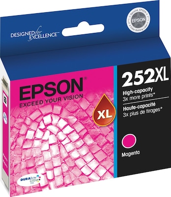 Epson T252 Black/Cyan/Magenta/Yellow High Yield Ink Cartridge, 4/Pack