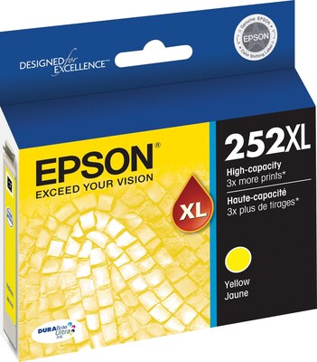 Epson T252 Black/Cyan/Magenta/Yellow High Yield Ink Cartridge, 4/Pack