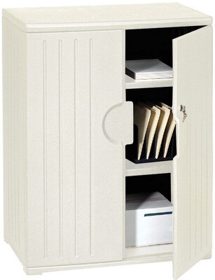 Iceberg® Officeworks® Polyethylene Storage Cabinet, Non-Assembled, 46Hx36Wx22D, Platinum