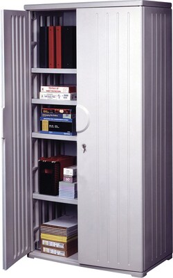 Iceberg® Officeworks® Polyethylene Storage Cabinet, Non-Assembled, 72Hx36Wx22D, Platinum
