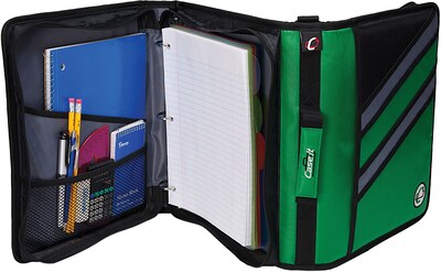 Case It 1 1/2 3-Ring Zipper Binders, D-Ring, Black (Z-176 BLK)