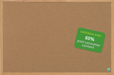 MasterVision® Earth Cork Board 3 x 4, MDF Oak Frame