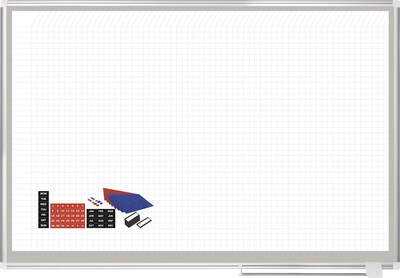MasterVision® Magnetic General Format Grid Planner 48 x 72, Aluminum with Kit