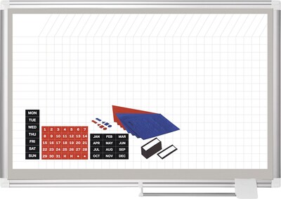 All-Purpose Planner With Accessories, 1X2 Grid, 24X36, Aluminum Frame