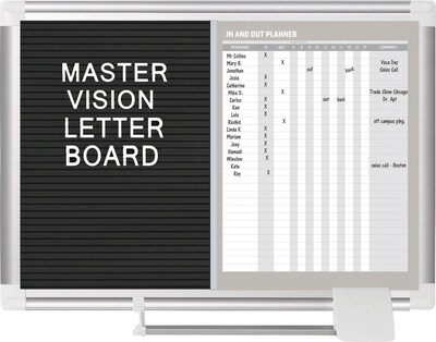 MasterVision In-Out and Notice Board, Silver Frame, 18"H x 24"W (GA0287830)