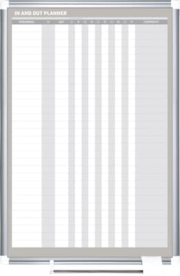 MasterVision In-Out Magnetic Dry-Erase Board, Silver Frame, 36Hx24W