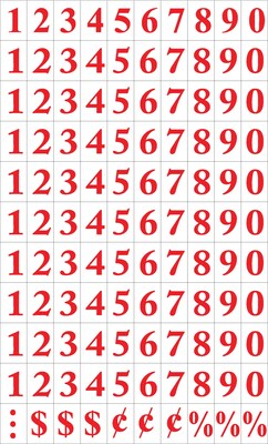 MasterVision Interchangeable Number Magnets, Red, 3/4"H, 110/Pack