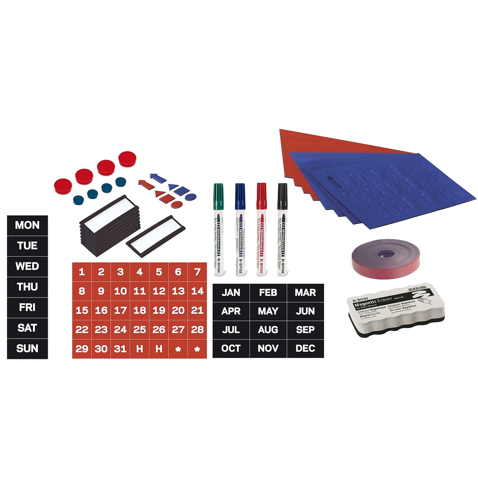 MasterVision Magnetic Board Accessory Kit, Blue/Red