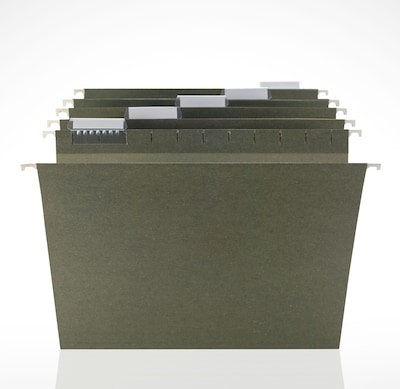 Hanging File Folders, Standard Green, Letter, 5-Tab, 250/Box, Full Case