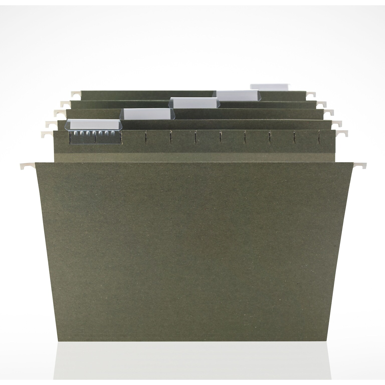 Hanging File Folders, Standard Green, Letter, 5-Tab, 250/Box, Full Case