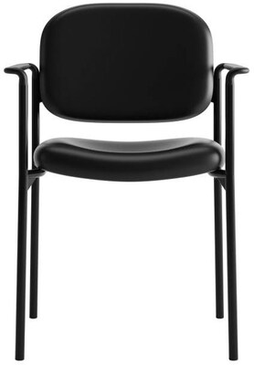 HON Scatter Stacking Guest Chair, Fixed Arms, Black SofThread Leather NEXT2018 NEXT2Day