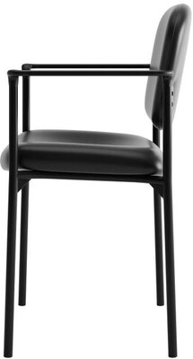 HON Scatter Stacking Guest Chair, Fixed Arms, Black SofThread Leather NEXT2018 NEXT2Day