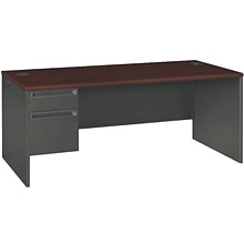 HON® 38000 Series Left Pedestal Desk 72W, Mahogany/Charcoal, 29 1/2H x 72W x 36D