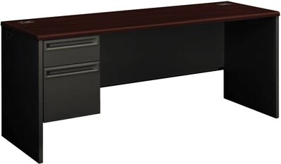 HON® 38000 Series Left Pedestal Credenza, Mahogany/Charcoal, 29 1/2H x 72W x 24D