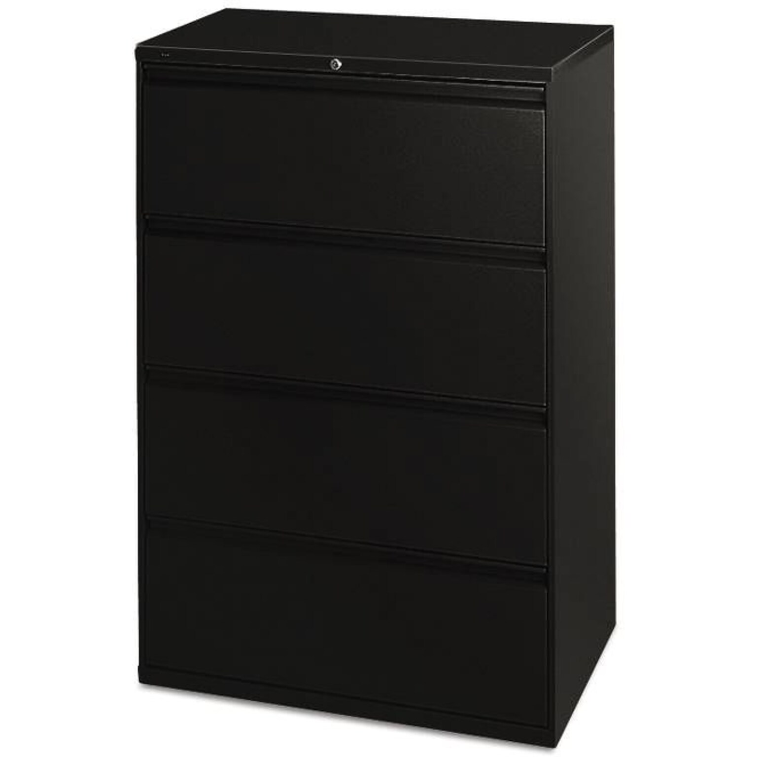 HON Brigade 800 Series 4 Drawer Lateral File Cabinet, Letter/Legal, Black, 19 1/4D (H884LP)