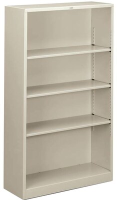 HON® Brigade Steel Bookcase, Light Gray, 4-Shelf, 59"H