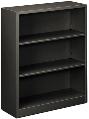 HON® Brigade Steel Bookcase, Charcoal, 3-Shelf, 41H