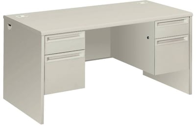 HON® Double Pedestal Desk, Grey/Grey, 60Lx30"W