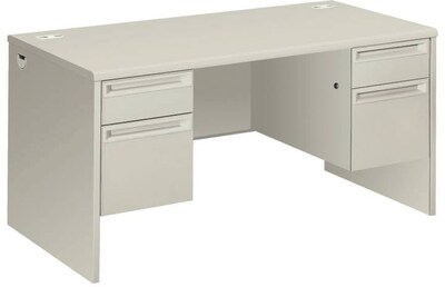 HON® Double Pedestal Desk, Grey/Grey, 60Lx30"W