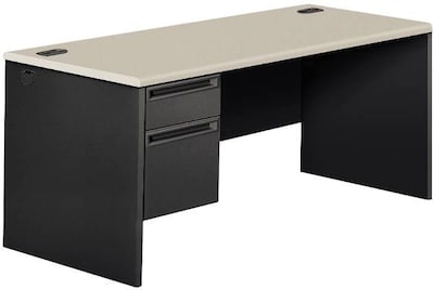 HON 38000 Series Left Pedestal Desk 66W, Gray/Charcoal, 29 1/2H x 66W x 30D