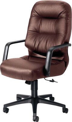 HON Pillow-Soft 2090 Executive/Office Chair, Leather, Burgundy, Seat: 22"W x 18 1/2"D, Back: 22"W x 25"H